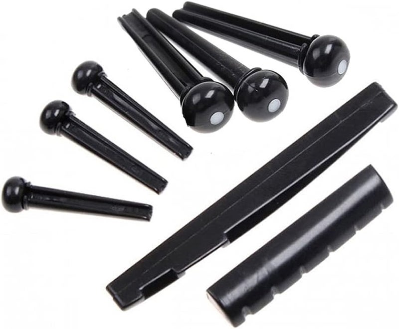 EMVANV 6 String Acoustic Guitar Wooden Bridge, Wooden Guitar Saddle Nut Slotted with 6 Bridge Pins Set Guitar Pin Guitar Nut Guitar Up Saddle for Improve Guitar Sound Quality - Image 5